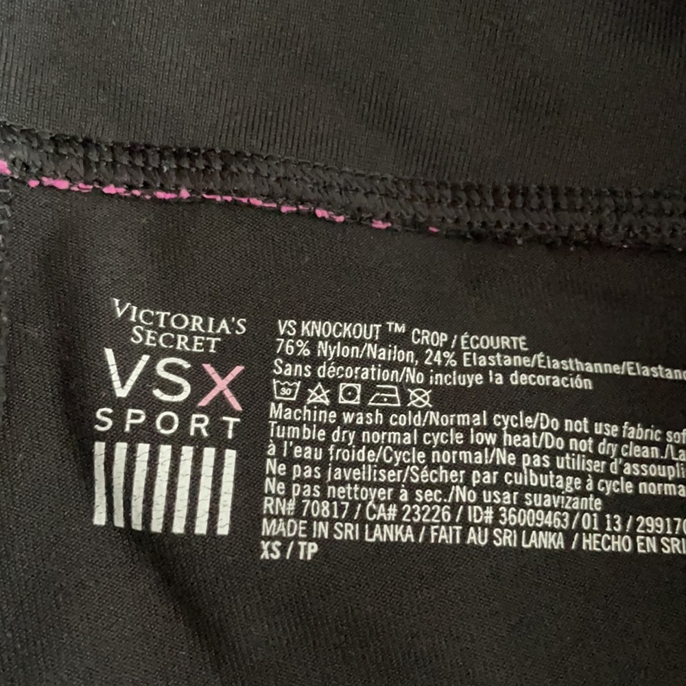 Victoria’s Secret XS Knockout sport leggings women’s black hot pink yoga VSX - Picture 4 of 7